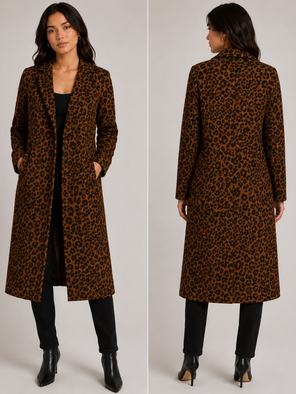 A NEW DAY LEOPARD PRINT JACQUARD OVERCOAT - BROWN SIZE XXL (NEW WITH TAGS) A22